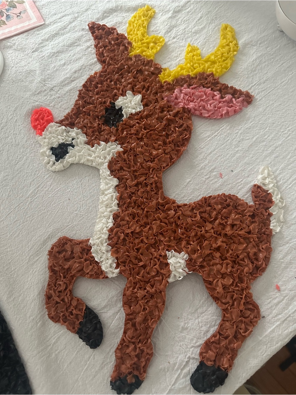 1970's Vintage popcorn plastic Rudolph